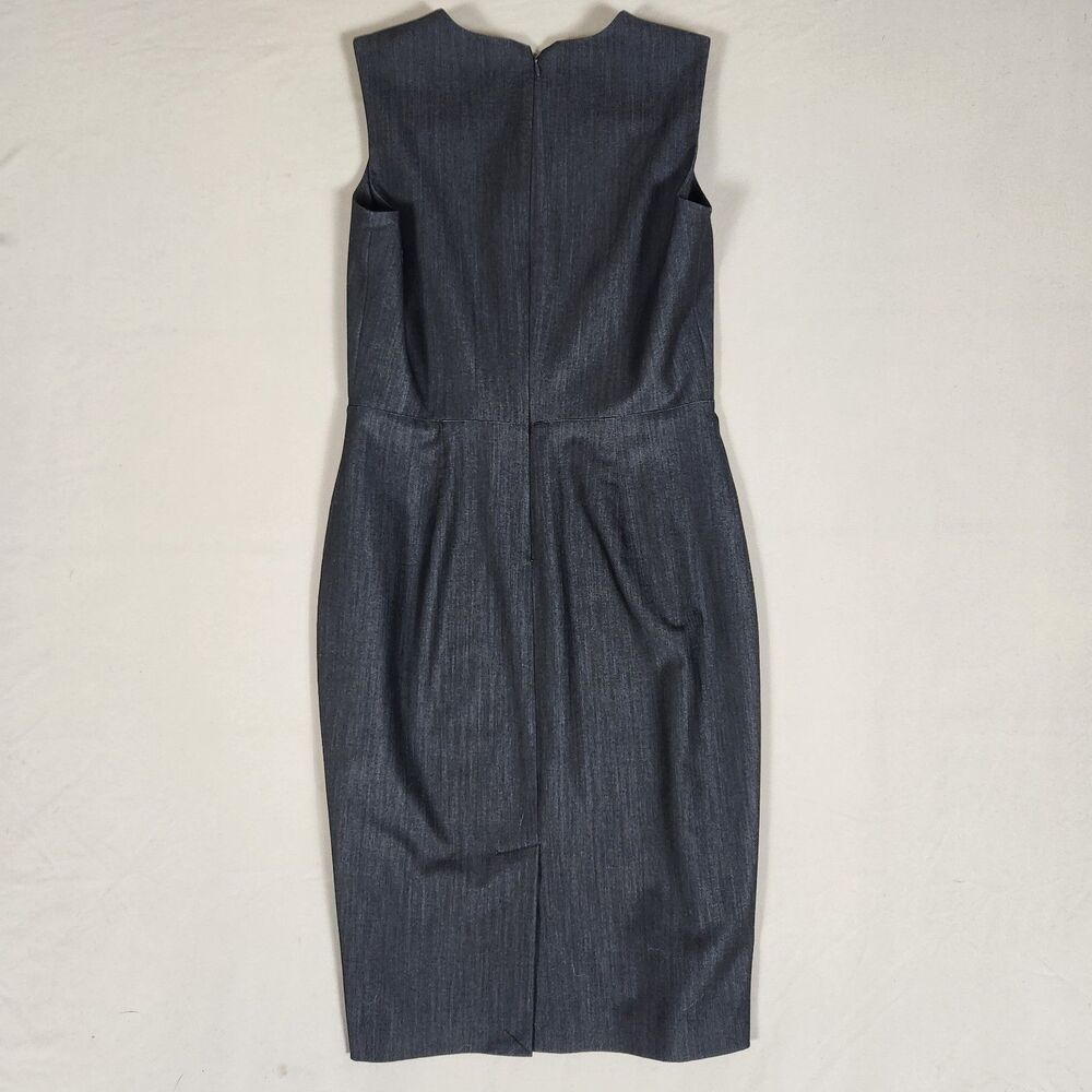 Calvin Klein Denim Sheath Dress Gold Zip Studded Size 6 Stretch - Picture 3 of 8